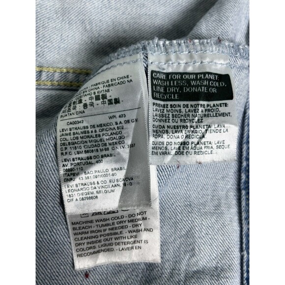 Levi’s‎ Women’s L cotton denim jacket white embroidered flowers Light Wash Blue - Picture 8 of 13